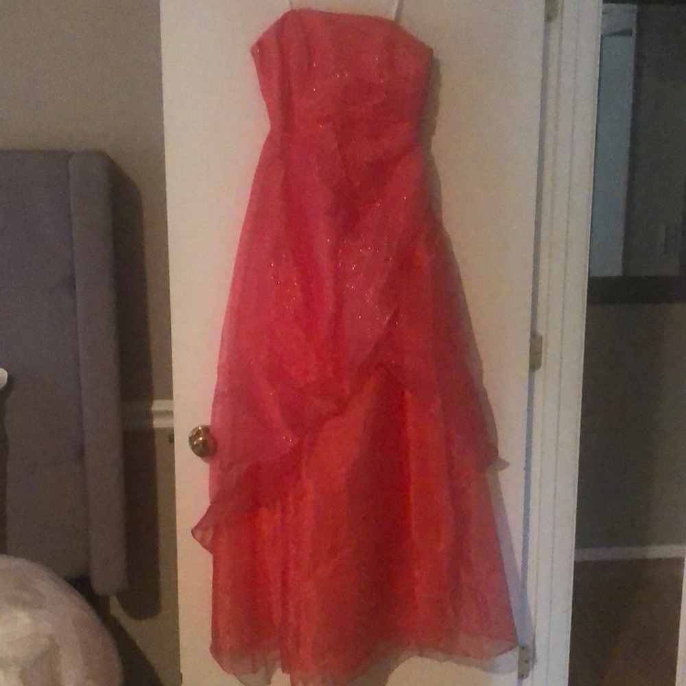 Coral colored with sparkles. Perfect condition!